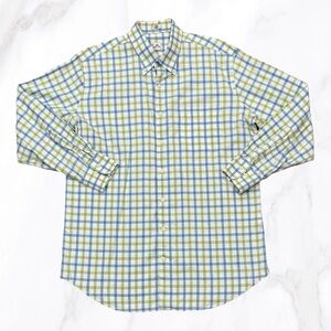 Peter Millar Men’s Plaid Button-Up Preppy Chic Long Sleeve Shirt, Size L